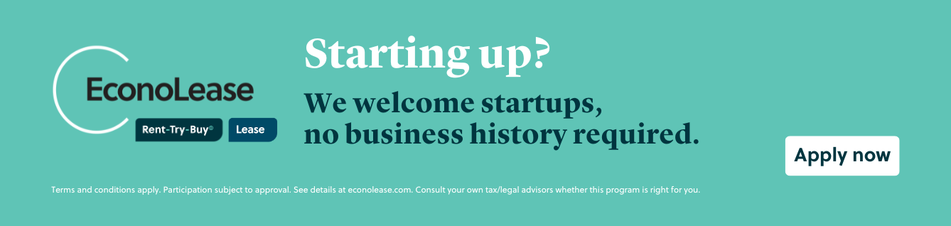 Econolease - Starting up? We welcome startups, no business history required - Click to apply